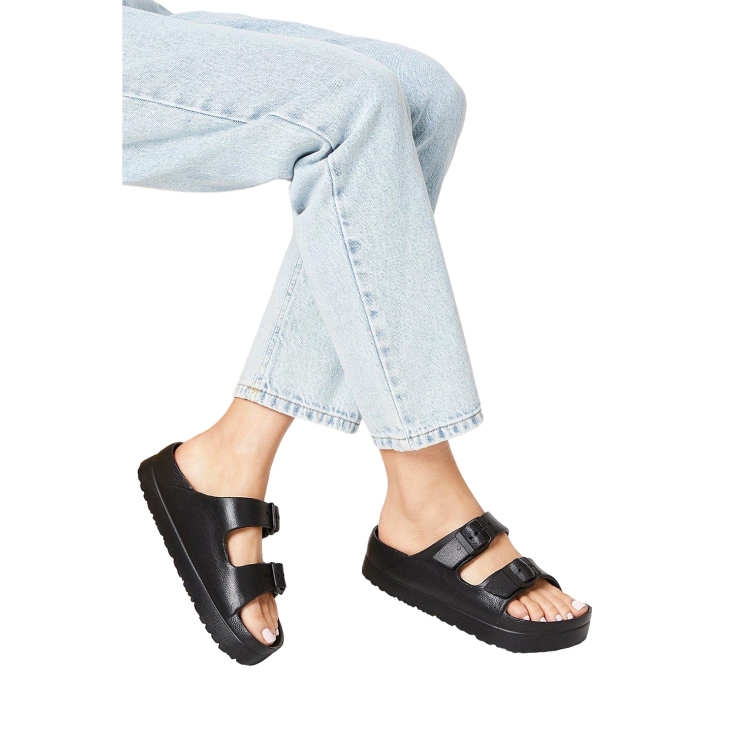 Black - Side - Dorothy Perkins Womens-Ladies Fabienne Double Buckle Sandals