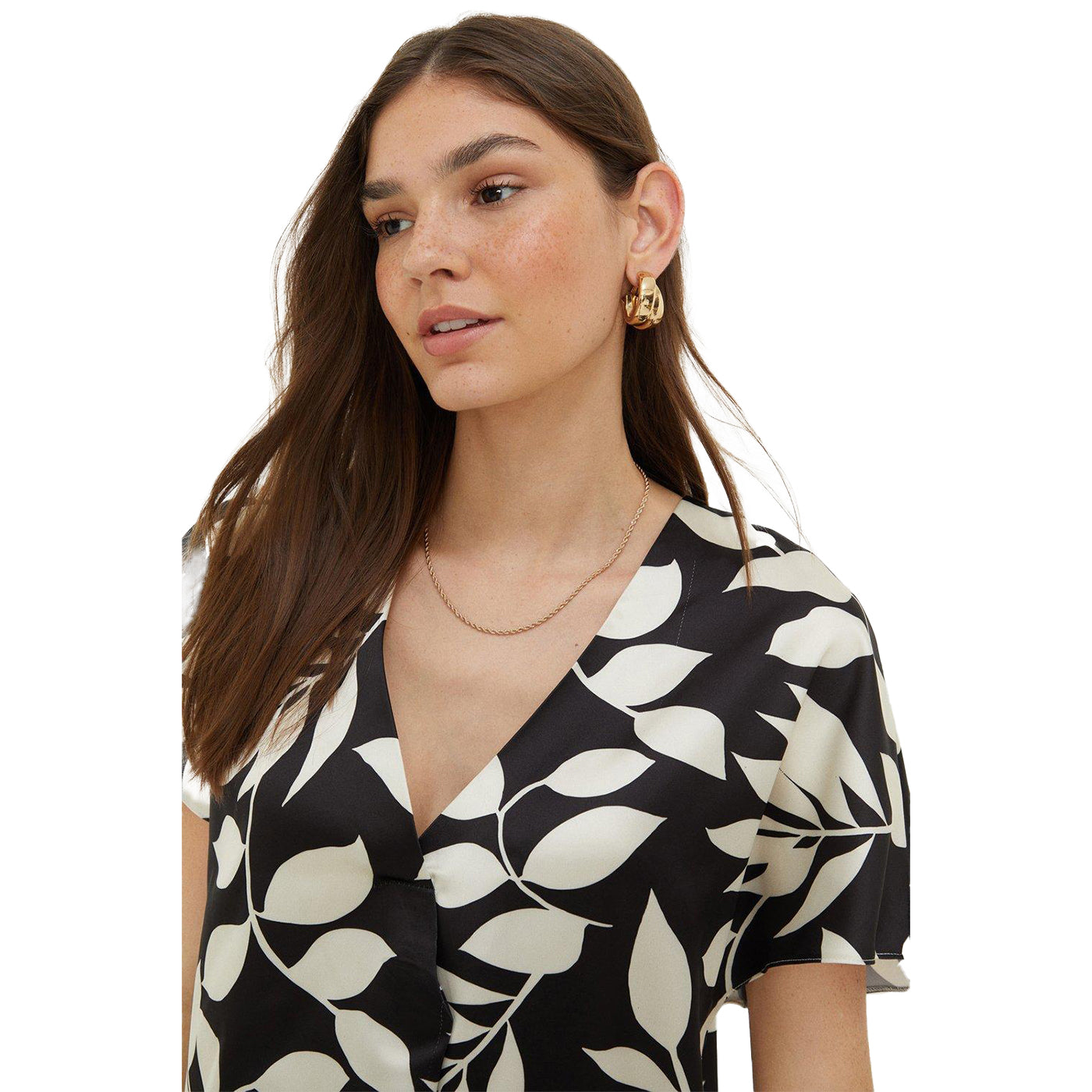 Monochrome - Side - Dorothy Perkins Womens-Ladies Floral Pleated Blouse