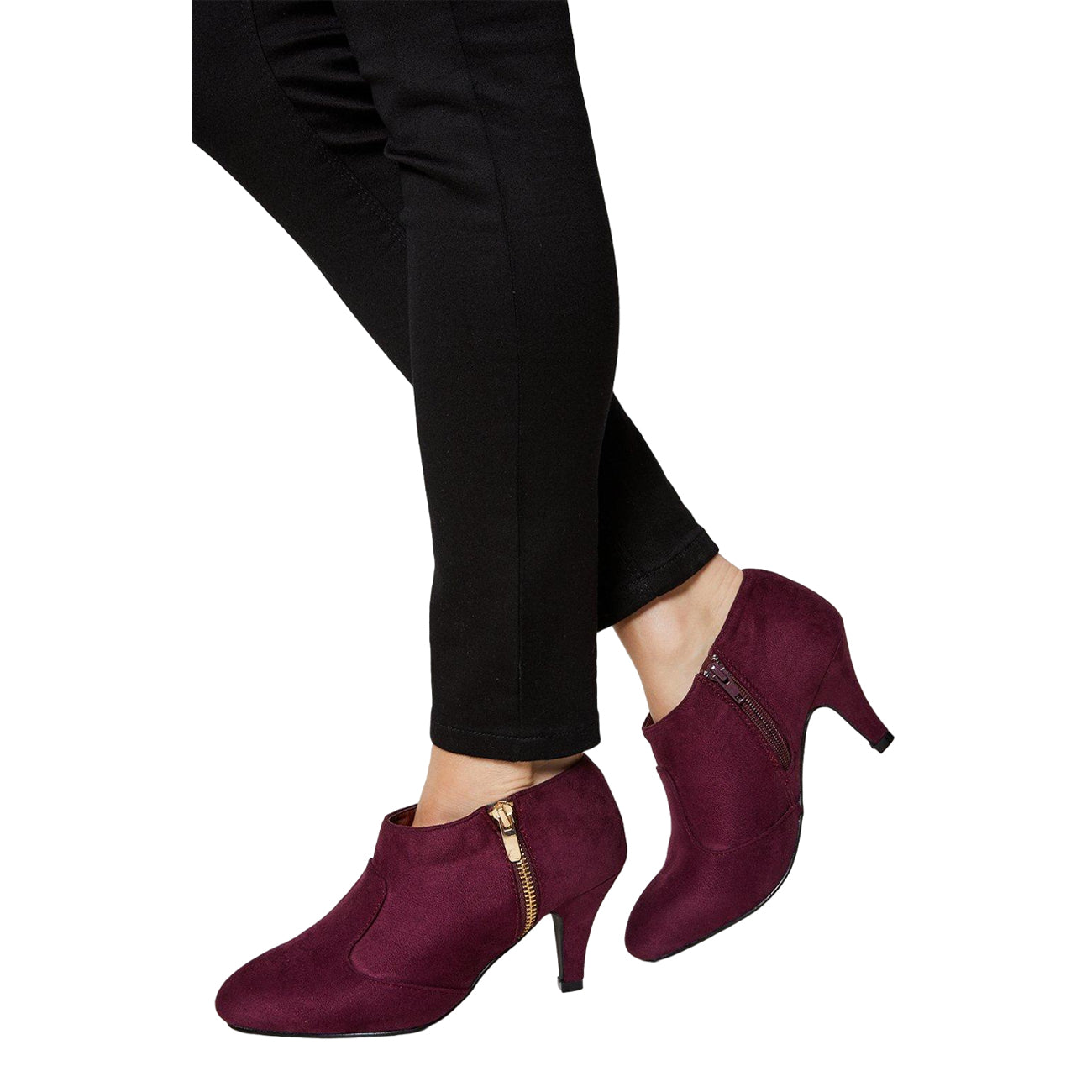 Burgundy - Side - Good For The Sole Womens-Ladies Marley Zip Wide Heeled Ankle Boots
