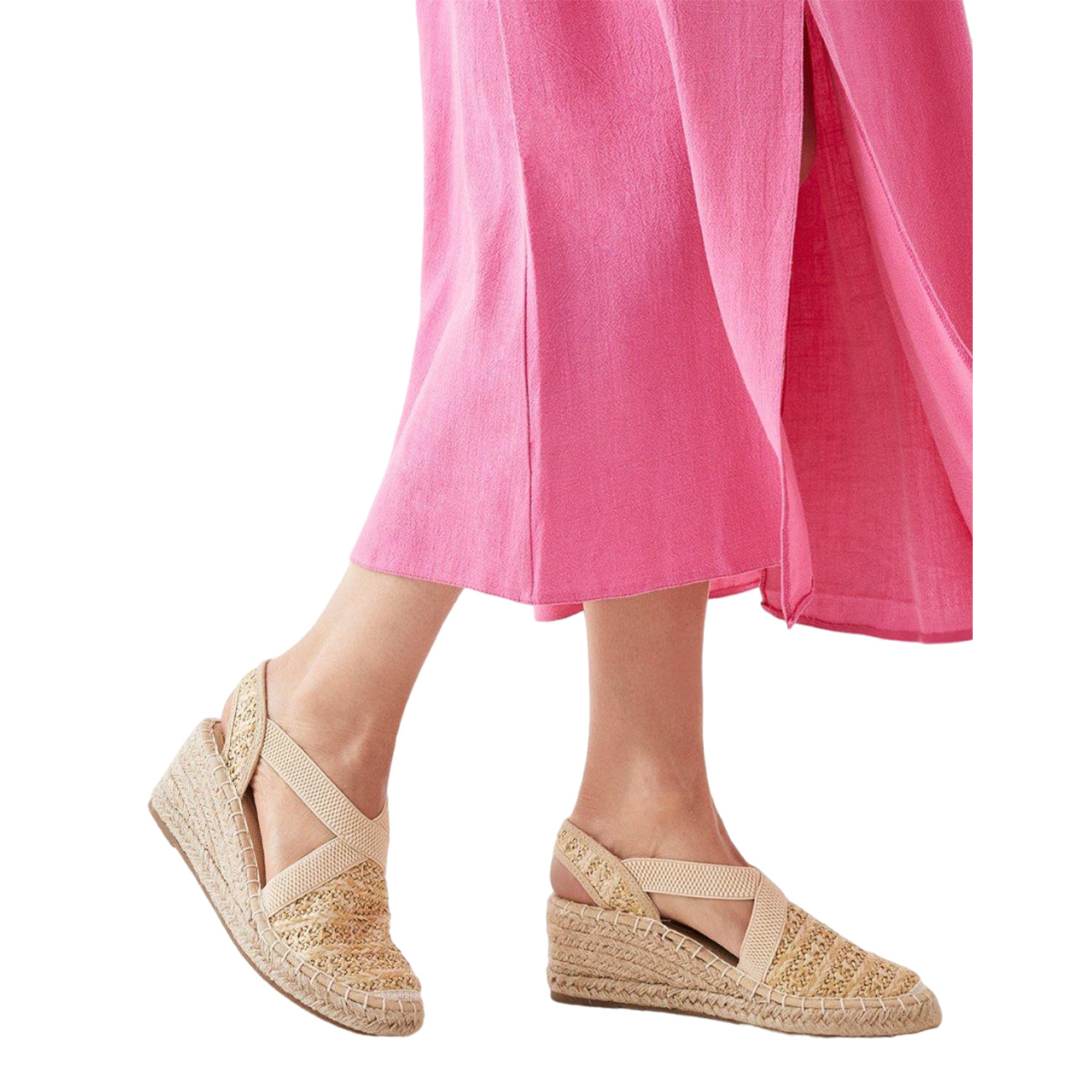 Natural - Side - Dorothy Perkins Womens-Ladies Rosse Elastic Strap Wedges
