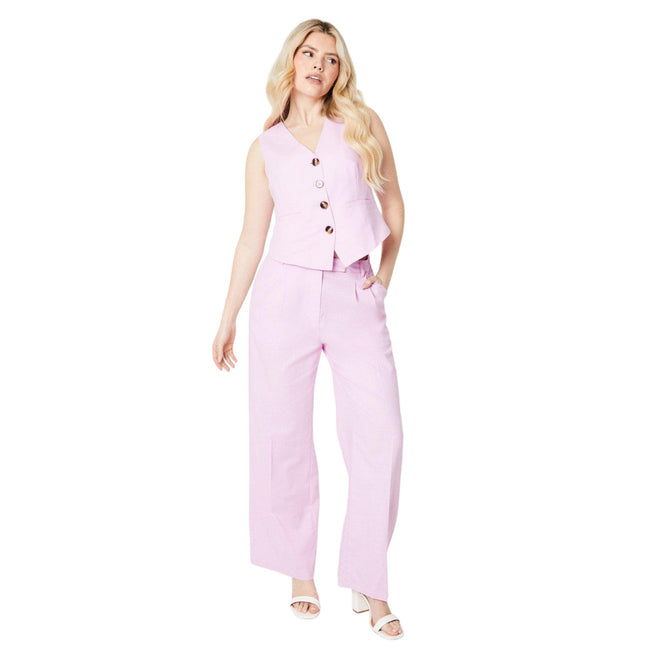 Blush - Side - Dorothy Perkins Womens-Ladies Linen-Look Waistcoat
