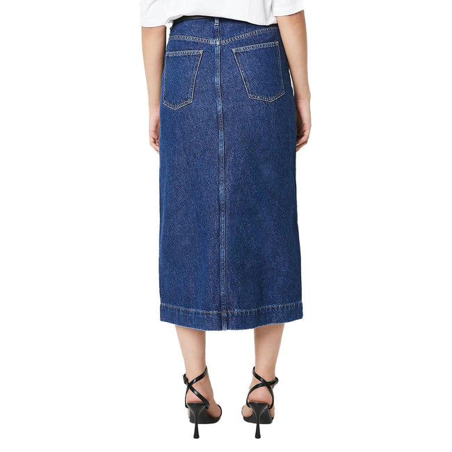Dark Wash - Back - Dorothy Perkins Womens-Ladies Denim Midi Skirt