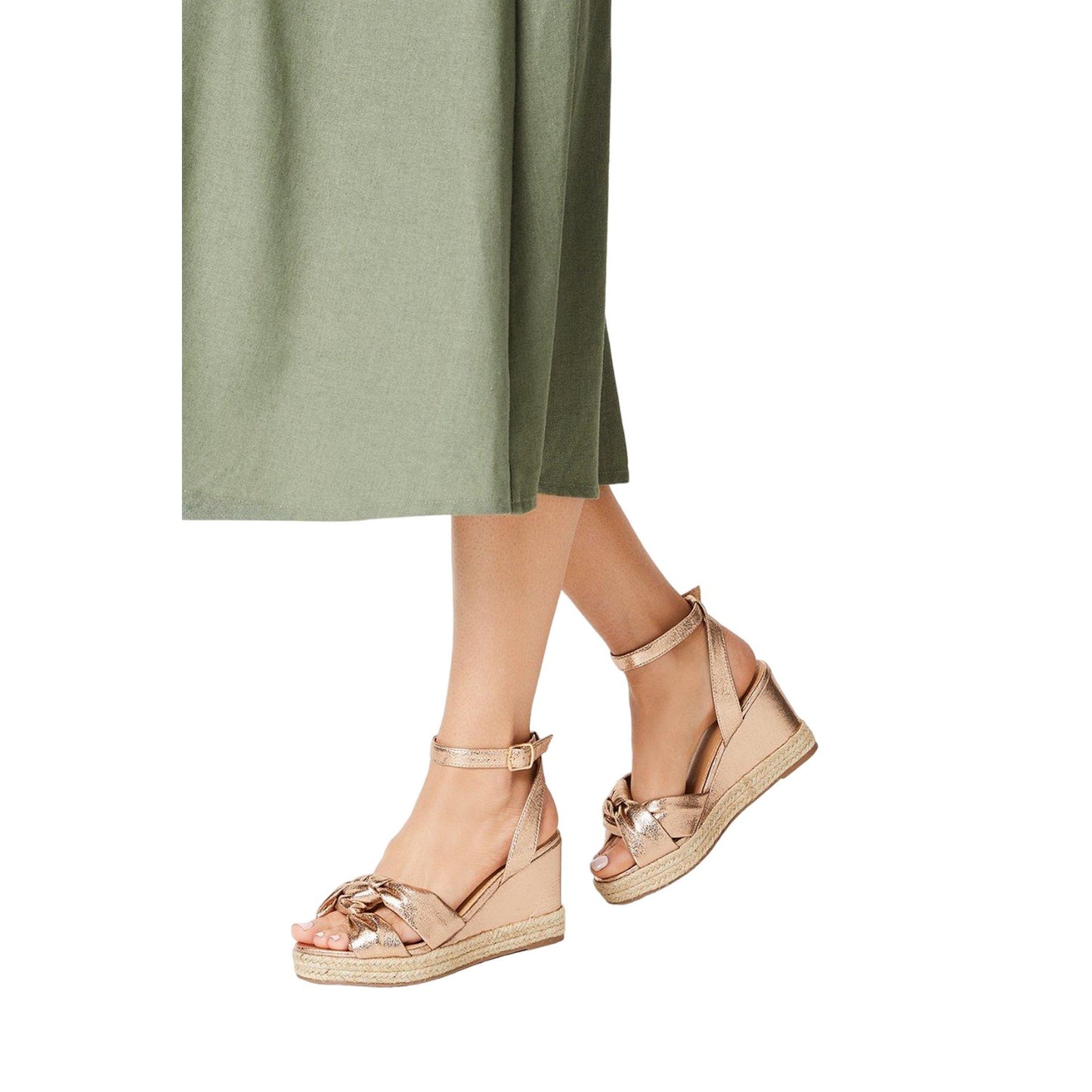 Rose Gold - Side - Good For The Sole Womens-Ladies Holly Twist Soft Extra Wide Wedge