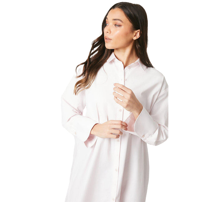 Pink - Side - Dorothy Perkins Womens-Ladies Poplin Oversized Petite Shirt Dress