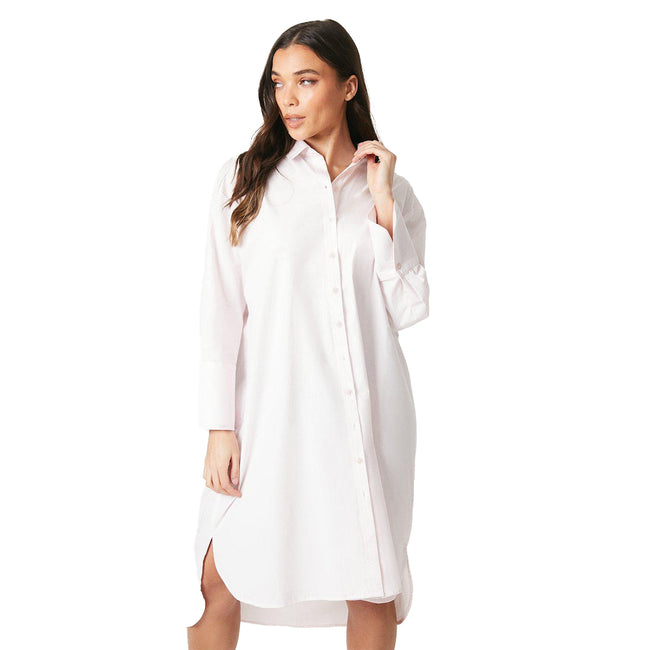 Pink - Front - Dorothy Perkins Womens-Ladies Poplin Oversized Petite Shirt Dress