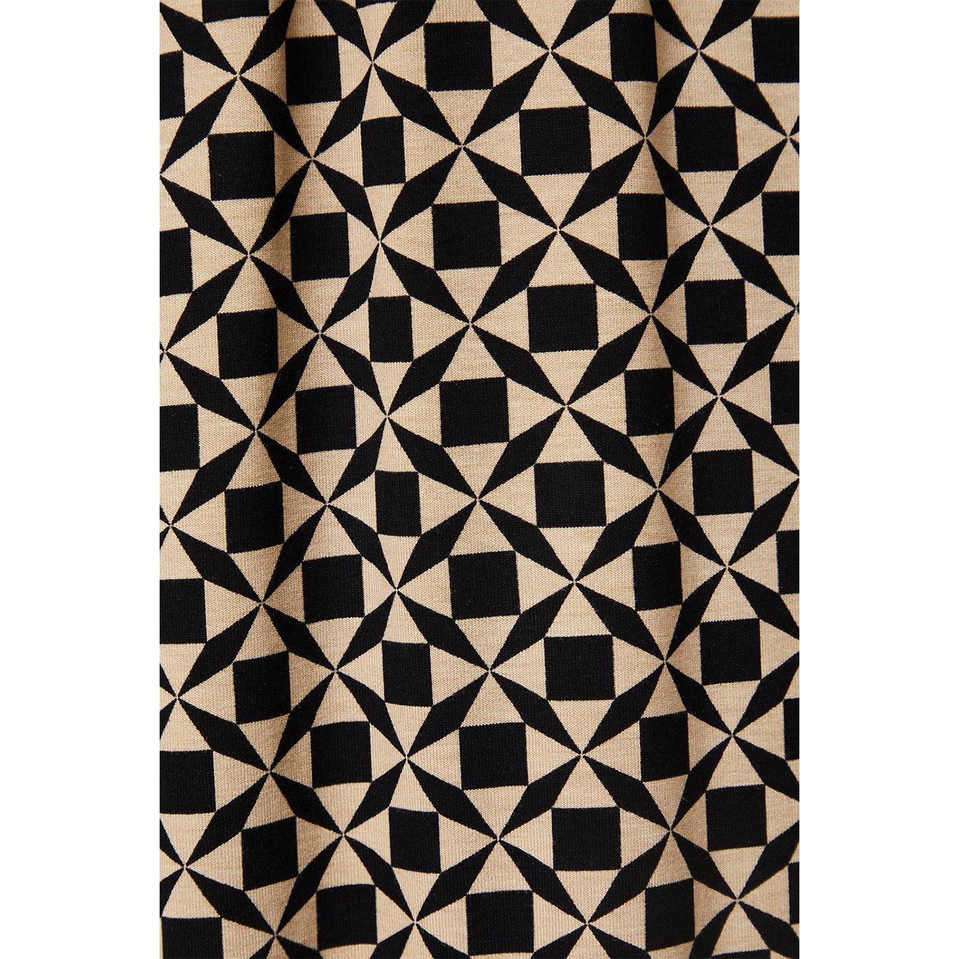 Black-Cream - Lifestyle - Dorothy Perkins Womens-Ladies Geometric Ruched Midi Dress