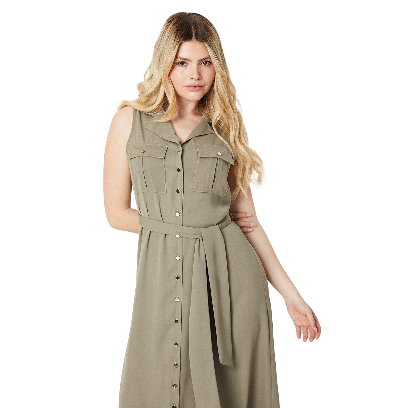 Sage - Lifestyle - Dorothy Perkins Womens-Ladies Belt Sleeveless Shirt Dress