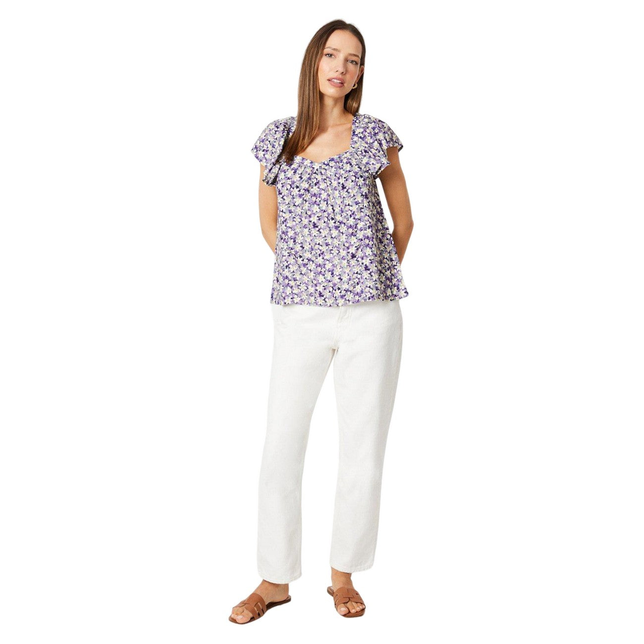 Purple - Lifestyle - Dorothy Perkins Womens-Ladies Floral Sweetheart Frill Blouse