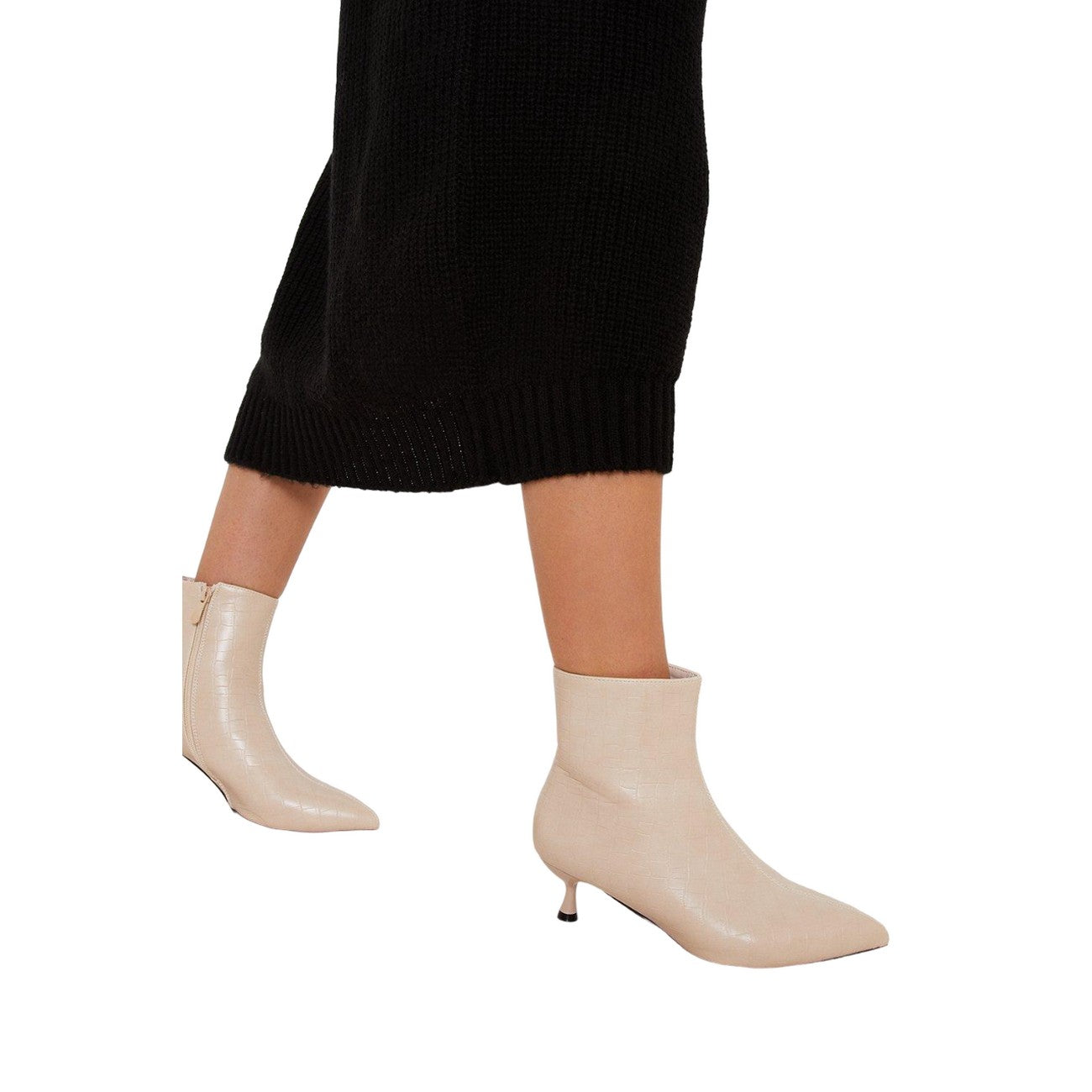 Beige - Side - Dorothy Perkins Womens-Ladies Alia Wide Kitten Heel Ankle Boots