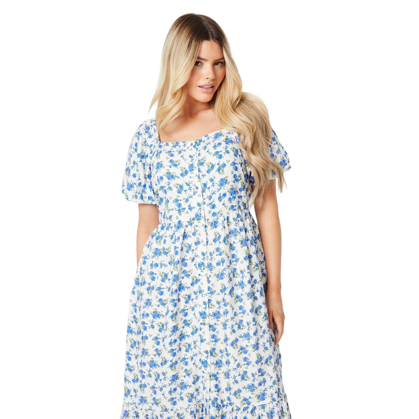 Ivory - Side - Dorothy Perkins Womens-Ladies Ditsy Print Button Front Midi Dress