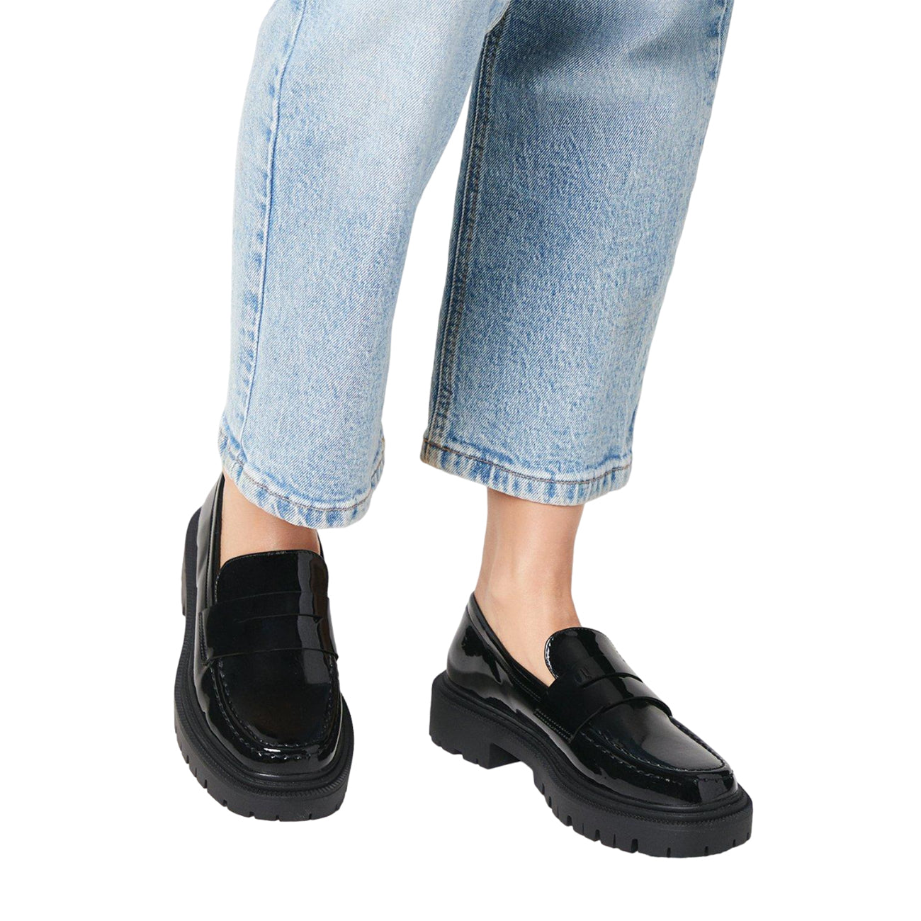 True Black - Front - Faith Womens-Ladies Nora Snaffle Detail Square Toe Loafers
