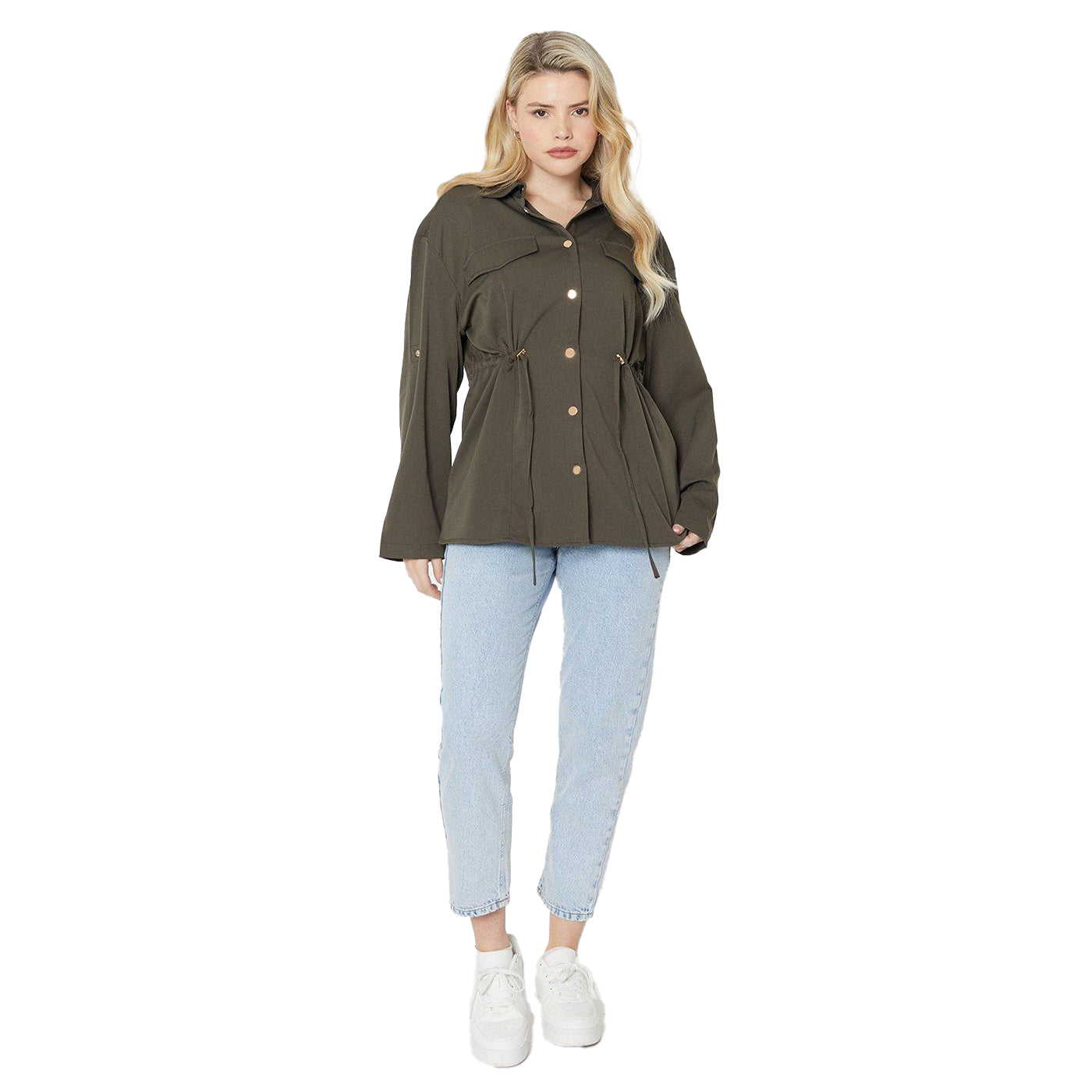 Khaki Green - Lifestyle - Dorothy Perkins Womens-Ladies Drawstring Waist Shirt Jacket