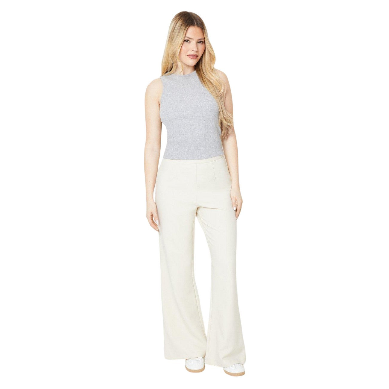 Ecru - Side - Dorothy Perkins Womens-Ladies High Waist Wide Leg Trousers