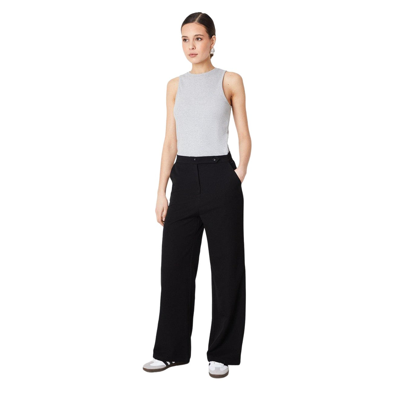 Black - Lifestyle - Dorothy Perkins Womens-Ladies Double Button Trousers