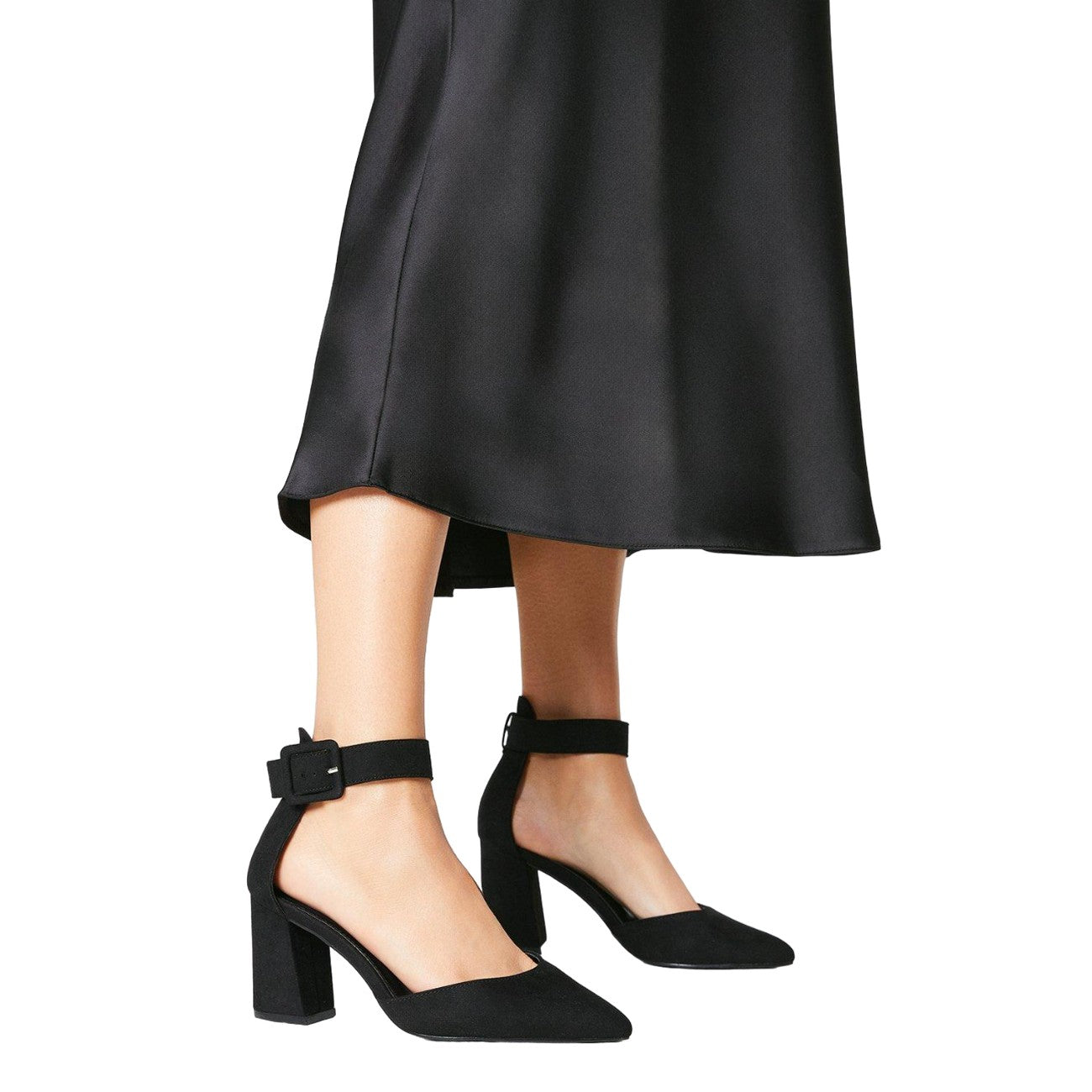 Natural Black - Lifestyle - Dorothy Perkins Womens-Ladies Echo Pointed Buckle Detail Wide Court Shoes