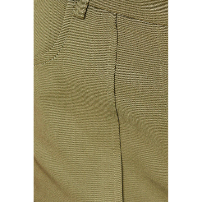 Khaki Green - Side - Dorothy Perkins Womens-Ladies Topstitched Petite Wide Leg Trousers