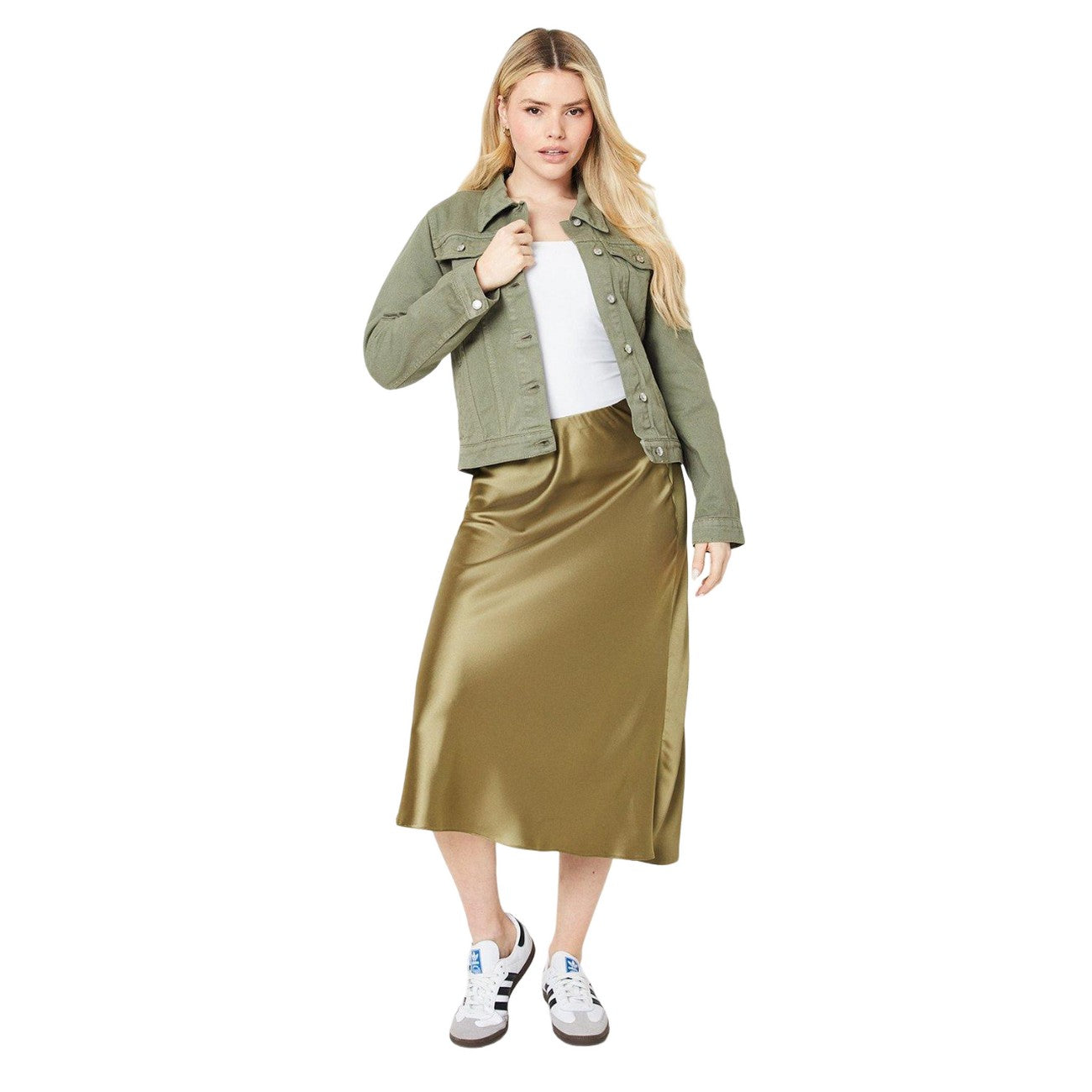 Khaki Green - Side - Dorothy Perkins Womens-Ladies Denim Jacket