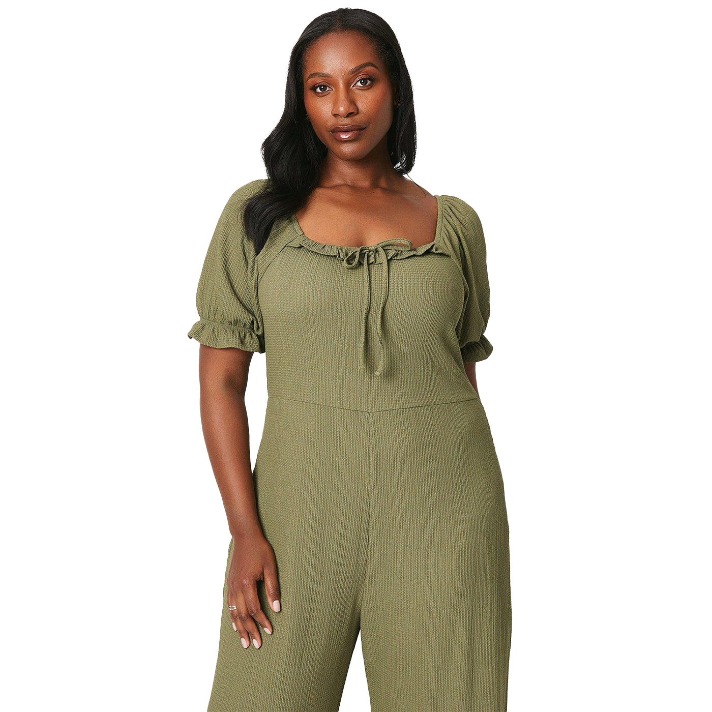 Khaki Green - Lifestyle - Dorothy Perkins Womens-Ladies Ruffle Neck Plus Jumpsuit