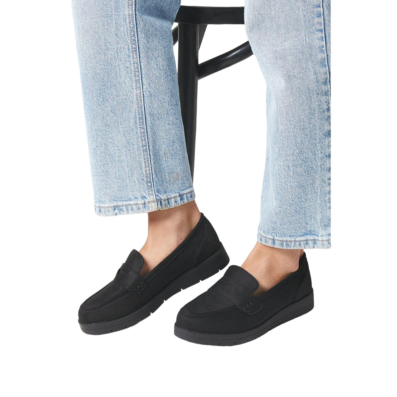 Natural Black - Side - Good For The Sole Womens-Ladies Lily Wedge Loafers