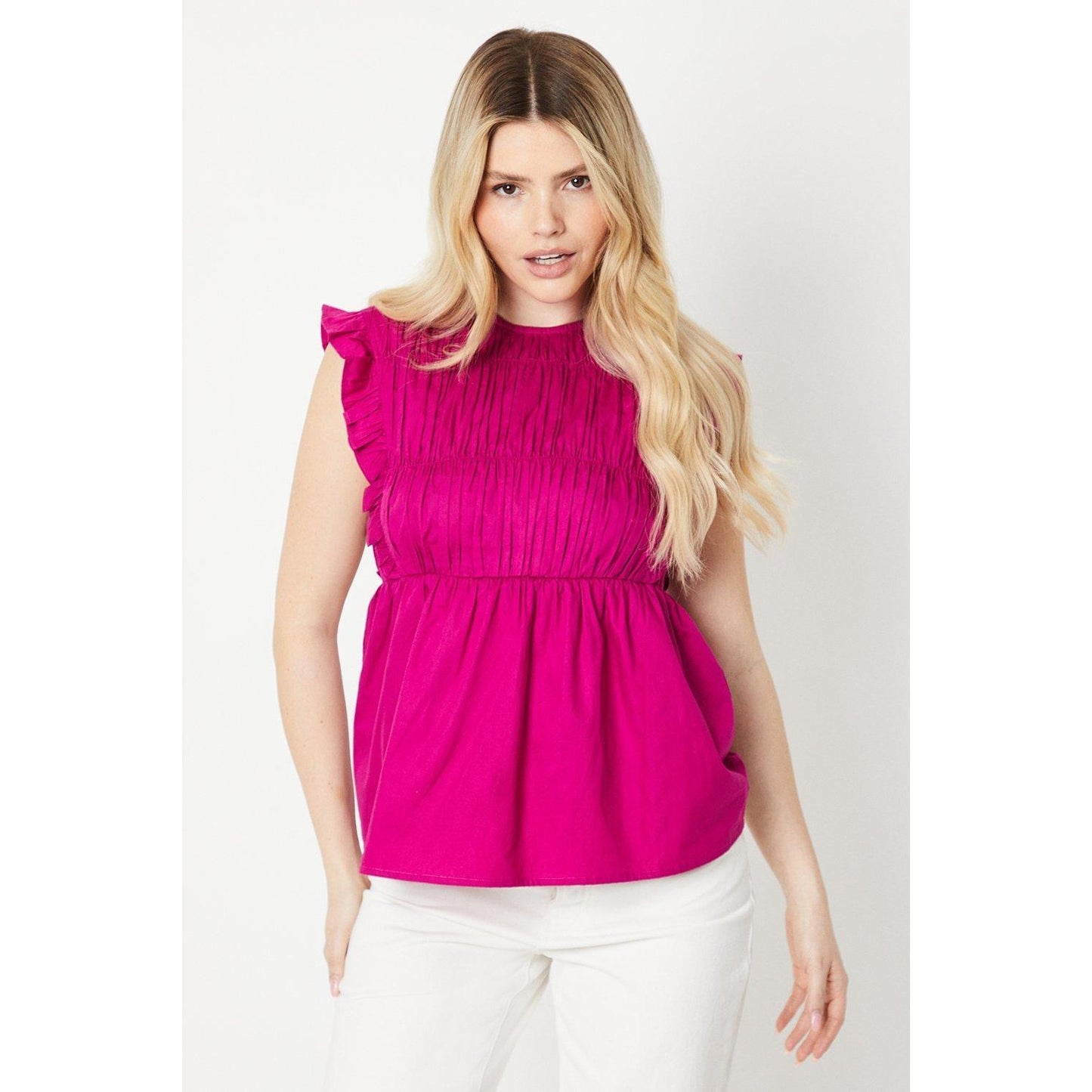 Pink - Front - Dorothy Perkins Womens-Ladies Poplin Top