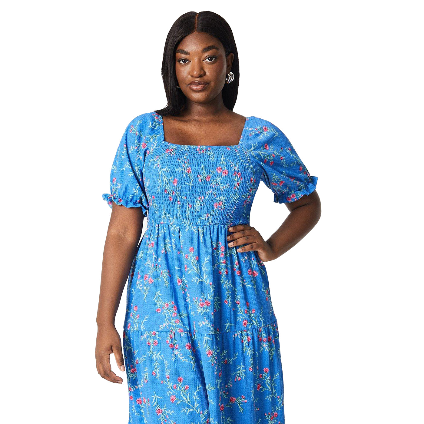 Blue - Lifestyle - Dorothy Perkins Womens-Ladies Floral Shirred Bodice Plus Maxi Dress
