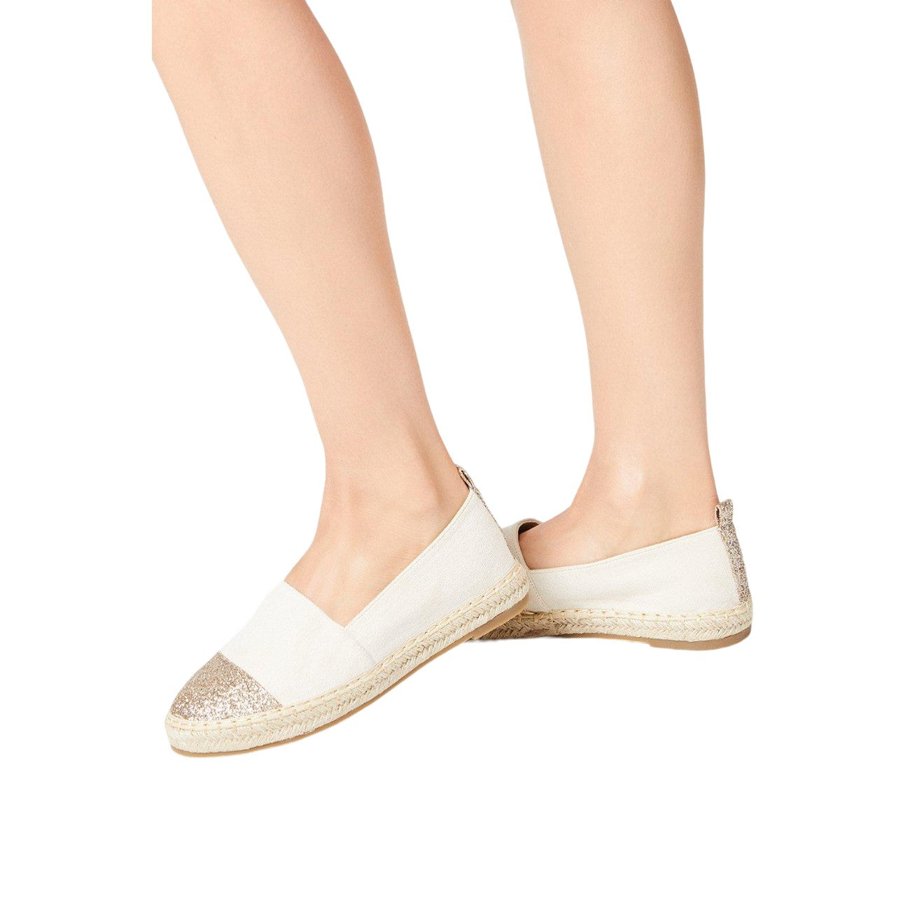 Cream - Side - Dorothy Perkins Womens-Ladies Poppy Glitter Flat Shoes