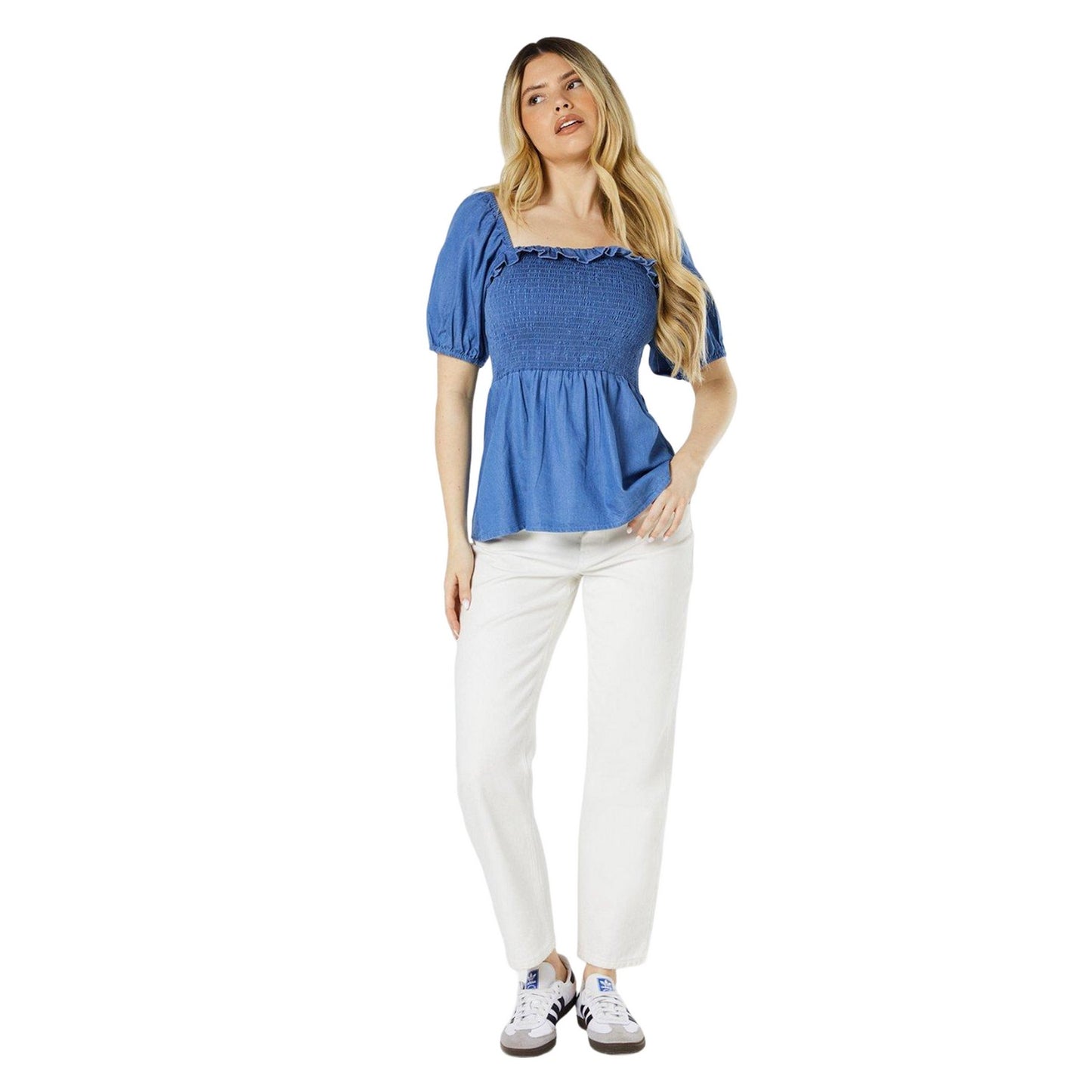 Blue - Side - Dorothy Perkins Womens-Ladies Shirred Top