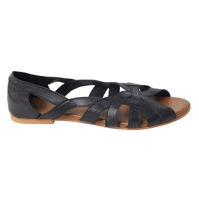 Black - Back - Good For The Sole Womens-Ladies Lulu Woven Leather Extra Wide Pumps