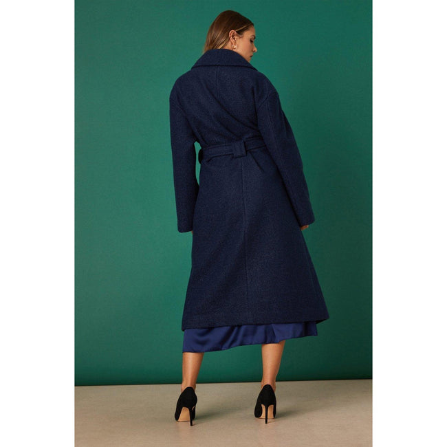 Navy - Back - Dorothy Perkins Womens-Ladies Long Bouclé Wrap Coat