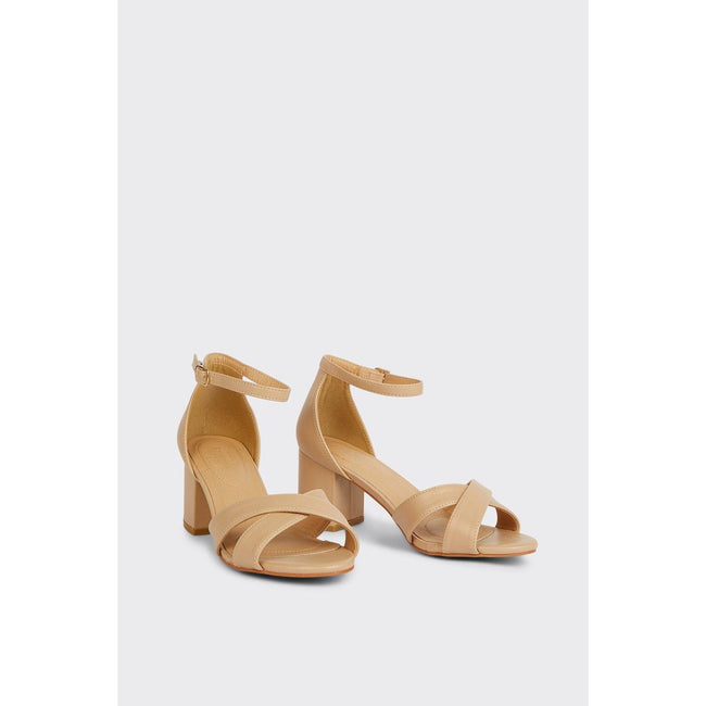 Blush - Side - Good For The Sole Womens-Ladies Annie Plain Extra Wide Block Heel Sandals