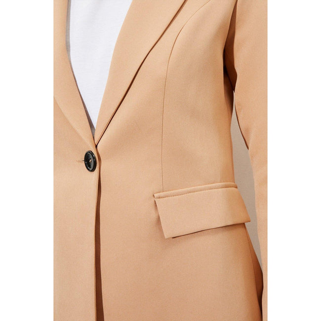 Camel - Side - Dorothy Perkins Womens-Ladies Button Fitted Blazer