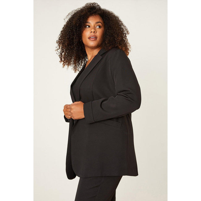 Black - Pack Shot - Dorothy Perkins Womens-Ladies Turned Up Cuff Plus Blazer