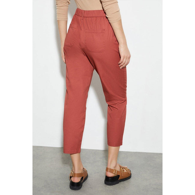 Brick Red - Back - Dorothy Perkins Womens-Ladies Part Elasticated Cropped Trousers