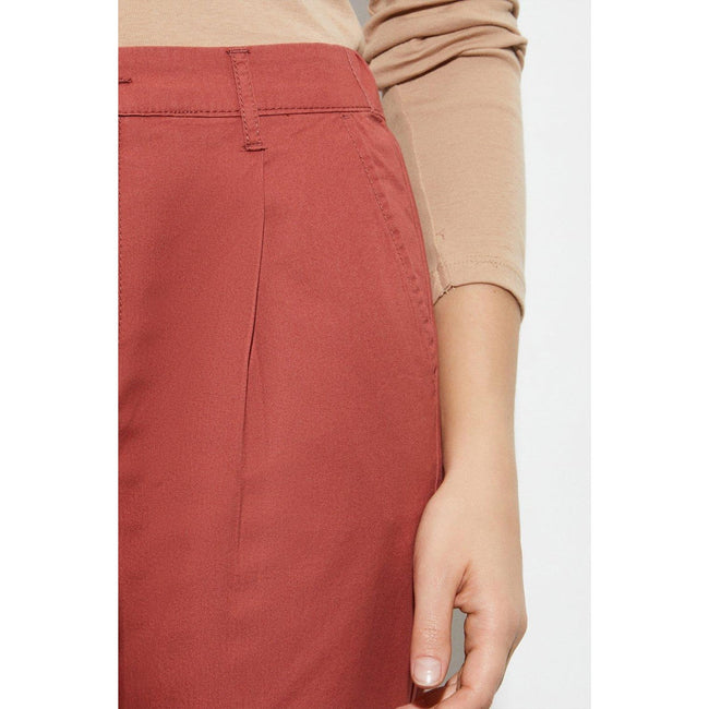 Brick Red - Side - Dorothy Perkins Womens-Ladies Part Elasticated Cropped Trousers