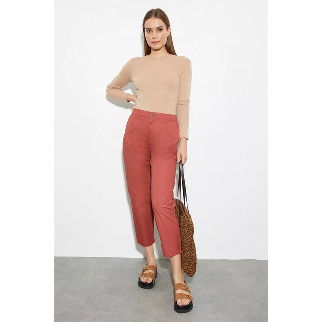 Brick Red - Lifestyle - Dorothy Perkins Womens-Ladies Part Elasticated Cropped Trousers