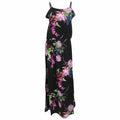 Black with Floral Print - Front - Womens Ladies Floral Print Strappy Maxi Dress