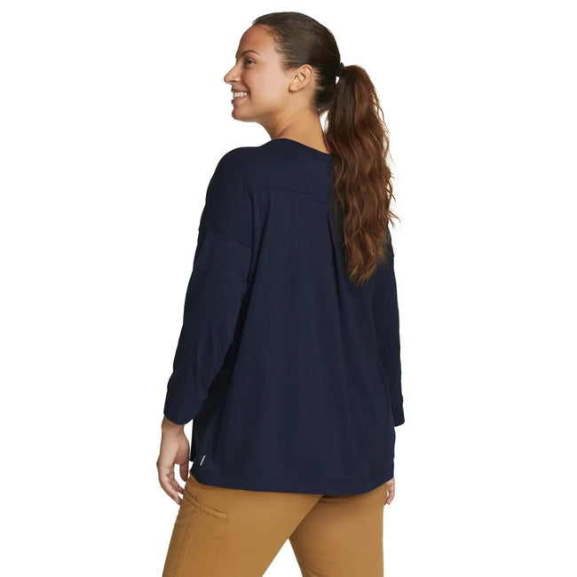 Atlantic - Back - Eddie Bauer Womens-Ladies Everyday Essentials Novelty 3-4 Sleeve T-Shirt
