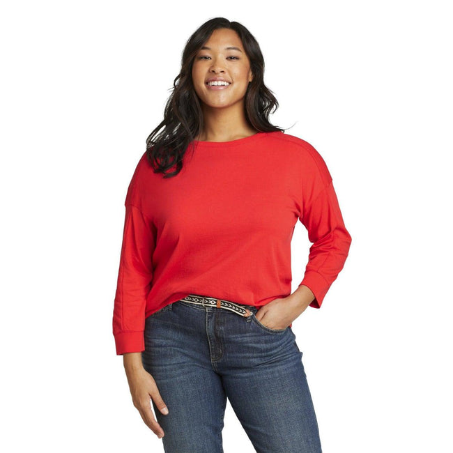 Coral - Front - Eddie Bauer Womens-Ladies Everyday Essentials Novelty 3-4 Sleeve T-Shirt