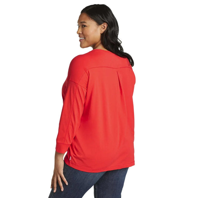 Coral - Back - Eddie Bauer Womens-Ladies Everyday Essentials Novelty 3-4 Sleeve T-Shirt