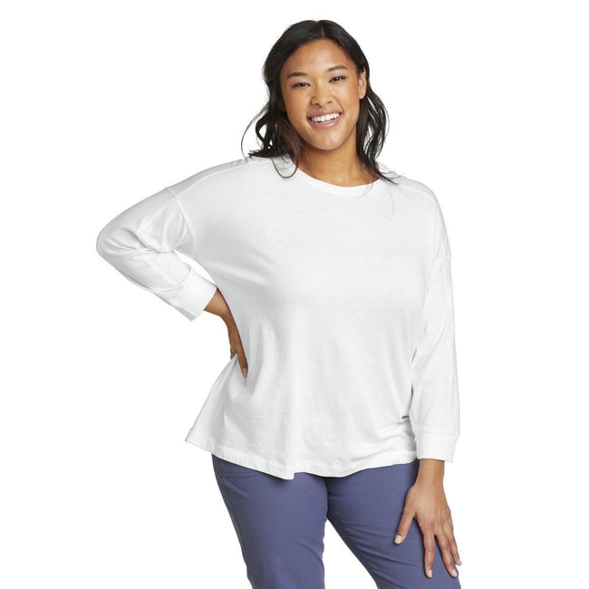 White - Front - Eddie Bauer Womens-Ladies Everyday Essentials Novelty 3-4 Sleeve T-Shirt