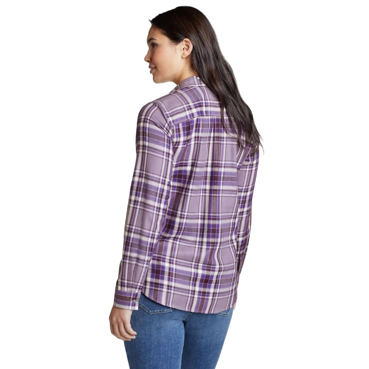 Eggplant - Back - Eddie Bauer Womens-Ladies Firelight Flannel Shirt