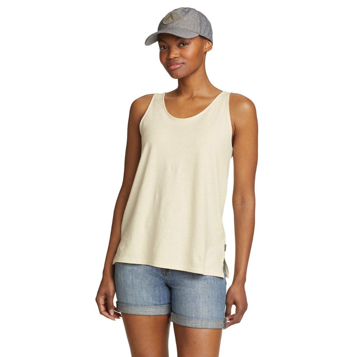 Ivory - Front - Eddie Bauer Womens-Ladies Hemplify Swing Tank Top