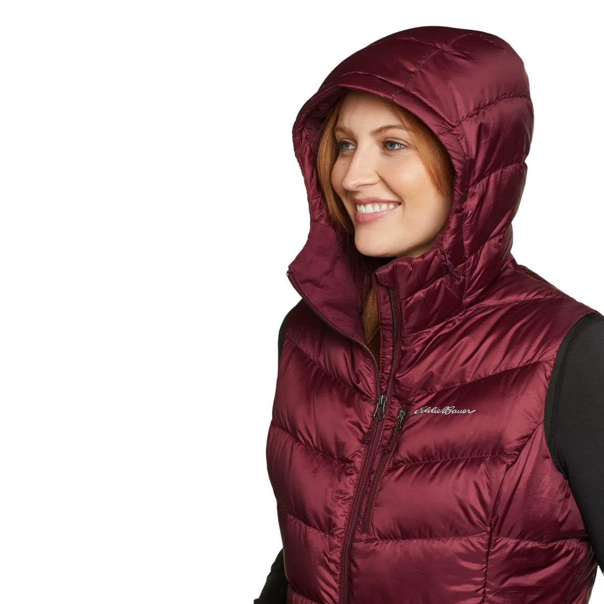 Dark Berry - Side - Eddie Bauer Womens-Ladies Downlight 2 Hooded Gilet