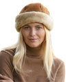 Tan - Pack Shot - Eastern Counties Leather Womens-Ladies Duxford Dome Panel Sheepskin Hat