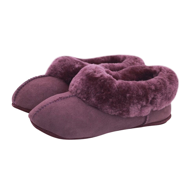 Plum - Back - Eastern Counties Leather Womens-Ladies Full Sheepskin Turn Slippers