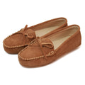 Chestnut - Pack Shot - Eastern Counties Leather Womens-Ladies Suede Moccasins