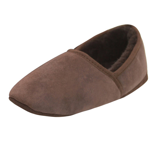 Chocolate - Front - Eastern Counties Leather Mens Full Sheepskin Turn Slippers