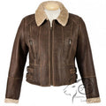Chocolate Forest - Back - Eastern Counties Leather Womens-Ladies Ella Cropped Sheepskin Flying Jacket