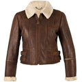 Brick Forest - Front - Eastern Counties Leather Womens-Ladies Ella Cropped Sheepskin Flying Jacket