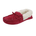 Crimson - Front - Eastern Counties Leather Womens-Ladies Soft Sole Wool Lined Moccasins